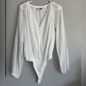 White Long Sleeve Abercrombie Bodysuit